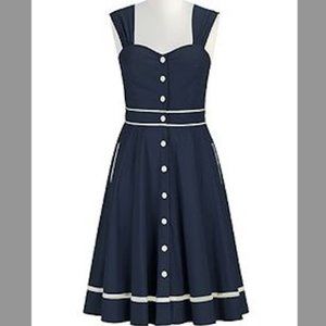 eShakti Tipped Trim Poplin Shirtdress 4 EUC Rockabilly Nautical Pinup
